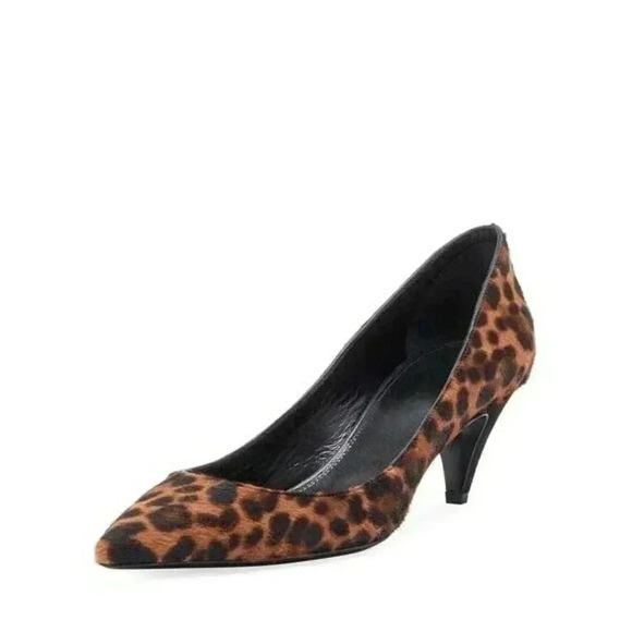 YSL Yves Saint Laurent Leopard Kitten Heels Pumps 36.5 6.5 Charlotte Black Tan - Picture 13 of 13
